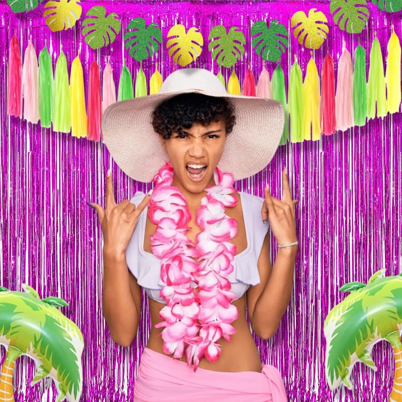 Hot Pink Foil Fringe Curtains (2 Count)