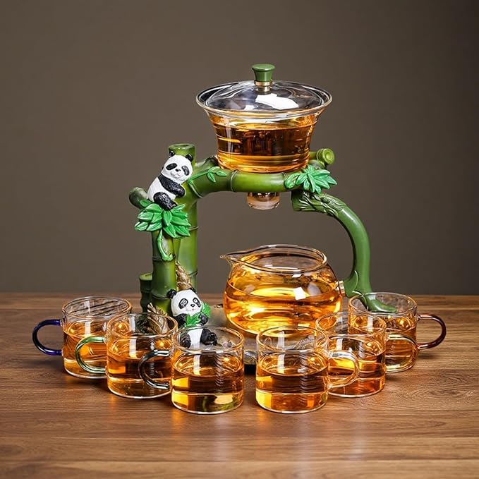 Glass Teapot with Infuser Chinese Gongfu Tea Set Magnetic Semi Automatic Design for Loose Leaf Tea