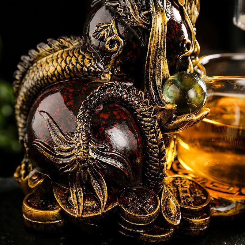 Glass Teapot Set with Infuser Semi Automatic Dragon Tea Set with 6 Small Cups