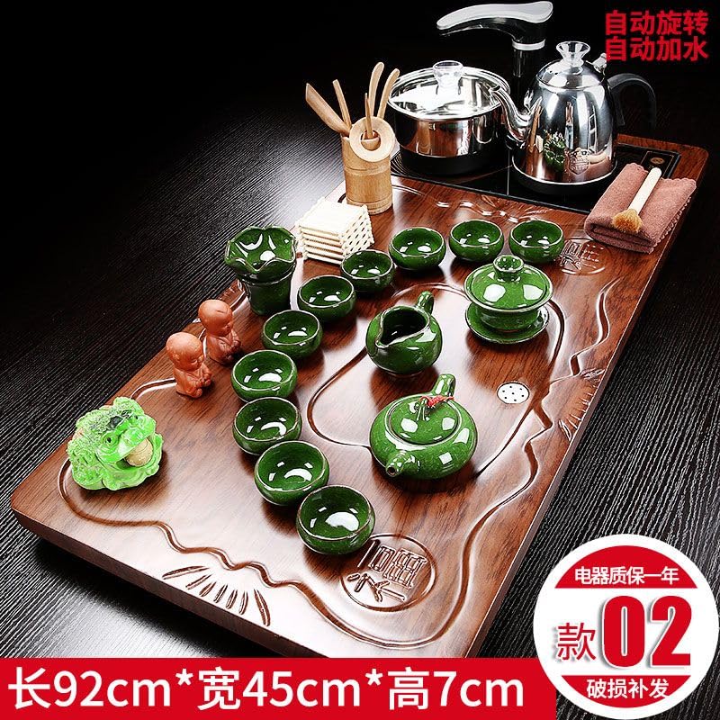 WW P09L2115197 全自动 Kungfu Tea Set Automatic Teapot Set 茶盘 Chinese Gongfu Tea Set Gift Box 茶具套装家用陶瓷功夫茶具智能电磁炉茶台茶道 Solid wood Chinese Teaset 实木整套