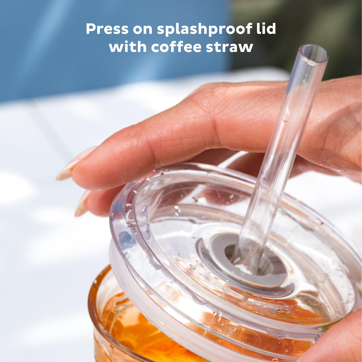 Clear plastic cold drink cup with removable straw