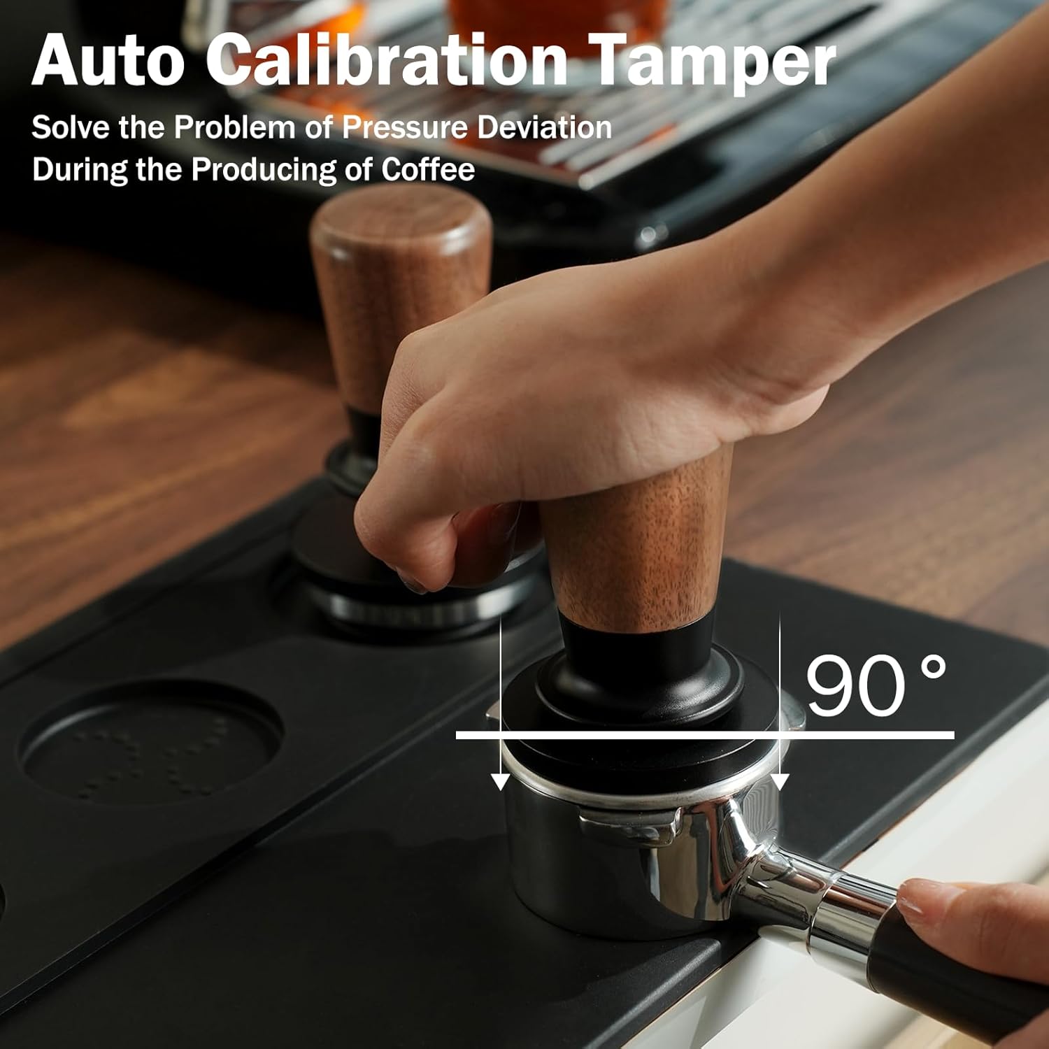 PUSEE 58mm Espresso Tamper, Calibrated Tamper with 30lbs Double Spring Loaded Tamper Walnut Wood Coffee Tamper for Barista Home,Stainless Steel Base Tamper Espresso Tool Fits 58 Portafilters