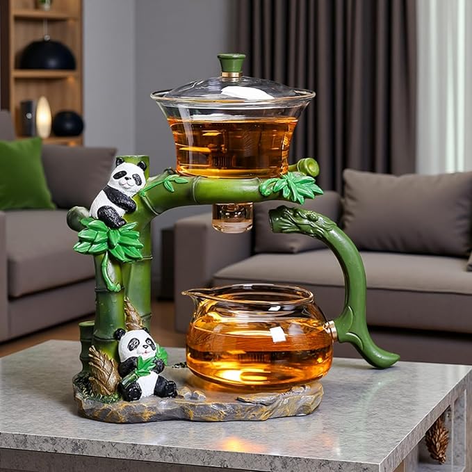 Glass Teapot with Infuser Chinese Gongfu Tea Set Magnetic Semi Automatic Design for Loose Leaf Tea