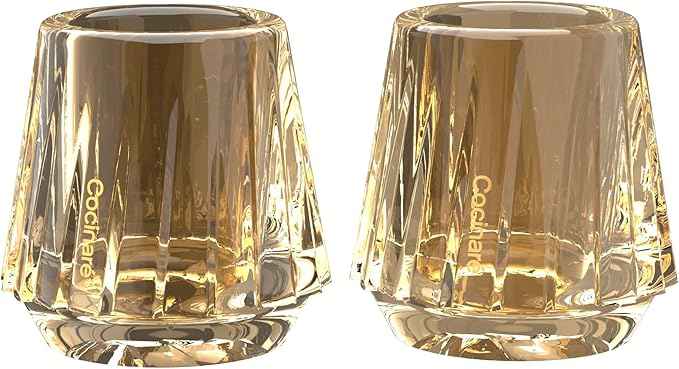Cocinare KissCup Crystal Espresso Cup Set of 2 – 1.5oz Demitasse Cup for Espresso, Pour-over coffee & Tea, Amber Glow, Crystal Collection
