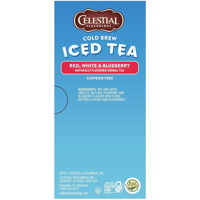 Celestial Seasonings Cold Brew Red, White & Blueberry Iced Tea Bags 18 tea bags