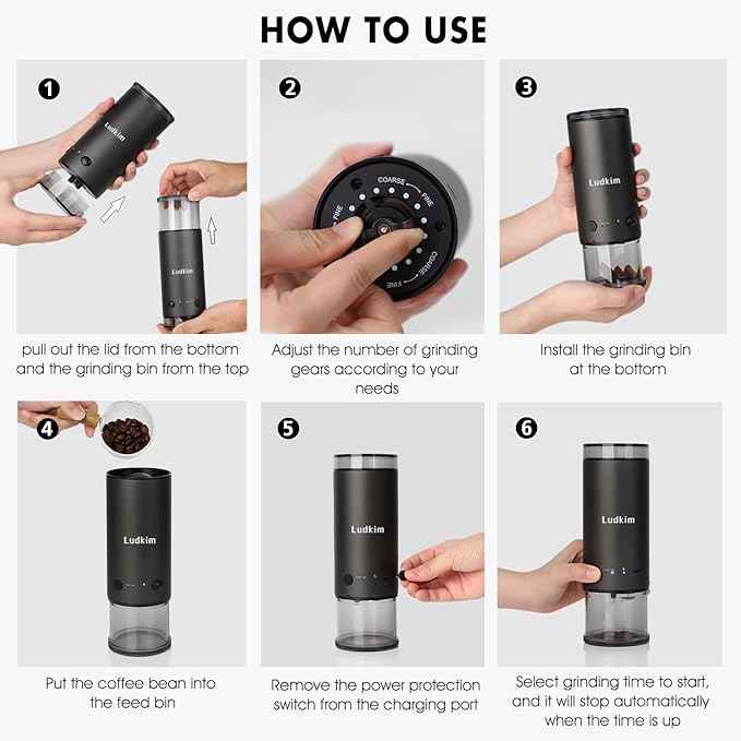 Electric Burr Coffee Grinder, Small 80 Precise Settings Rechargeable USB Cordless - Conical Stainless Steel Grinder for Espresso, Drip, French Press, Portable for Travel & Home Use