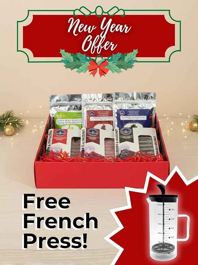 Herbal Tea Gift Box with Free French Press, New Year Gift Set, Mixed Herbal Teas, Coffee and Lokum Options (Set 2 Tea Lokum Set)