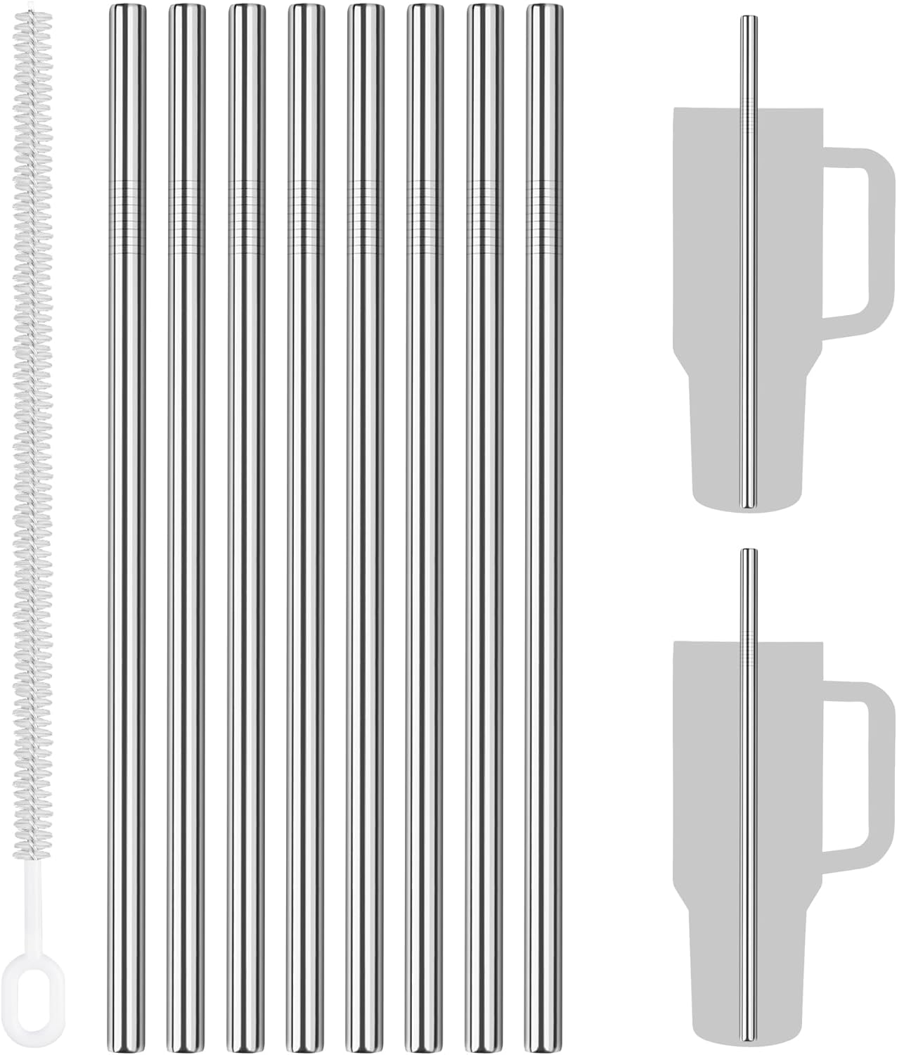 Tomorotec 8-Pack Stainless Steel Straws Fit for 40oz Stanley Tumblers, 12