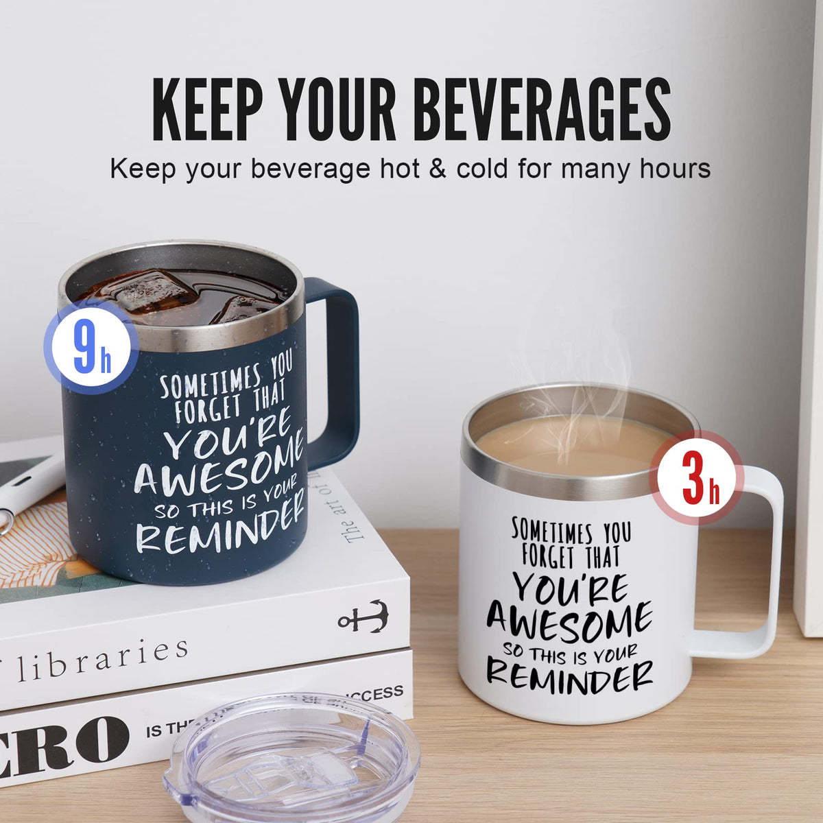 Coffee mug handle and sliding lid detail