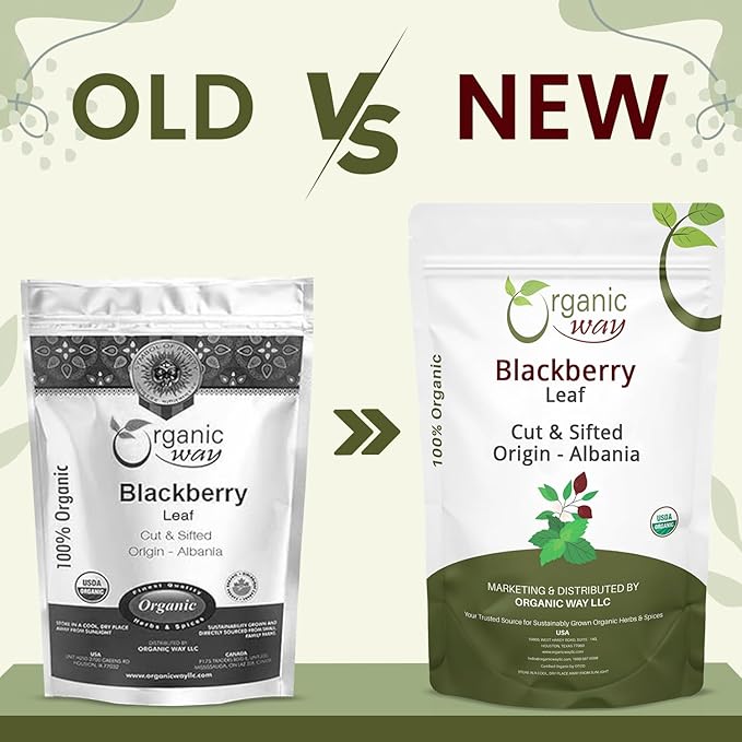 Organic Way Blackberry Leaf (Rubus fruticosus) Cut & Sifted - Herbal Tea | European Wild-Harvest | Organic & Kosher Certified | Non GMO & Gluten Free | USDA Certified | Origin - Albania (1/2 LBS)