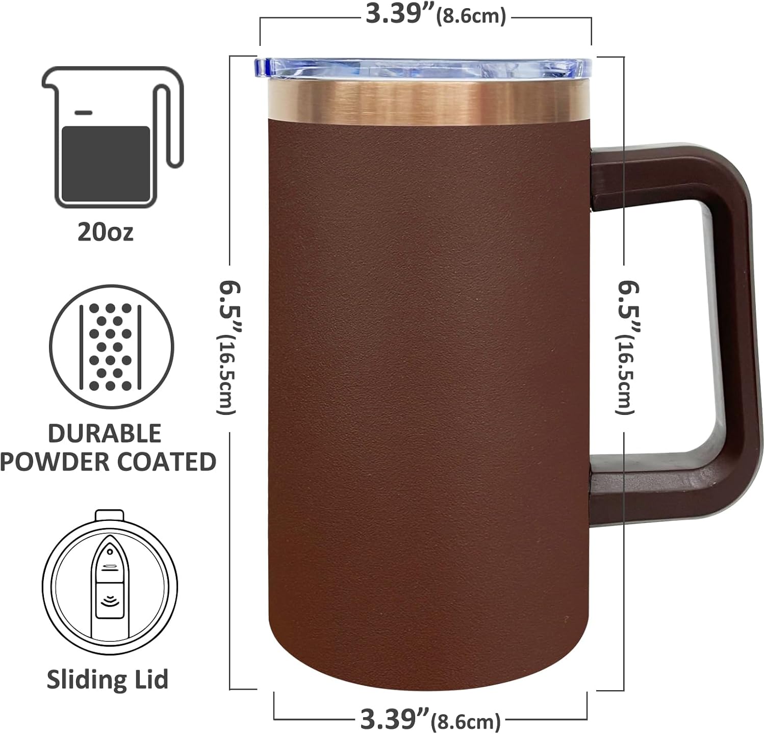 20 oz Insulated Coffee Mug with Lid, 4 Pack Stainless Steel Coffee Tumbler Bulk, Double Wall Vacuum Travel Mug with Handle, Leakproof Powder Coated Coffee Cups for Hot and Cold Drinks (Mixed,4 pack)