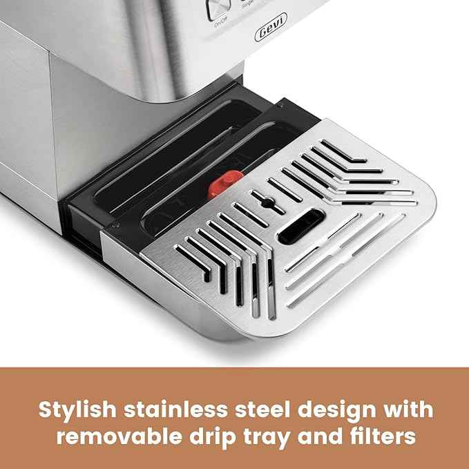 Gevi Espresso Machine with 58mm Portafilter & Milk Frother, 20 Bar Compact Expresso Machines for Home, Professional Espresso Coffee Machines for Cappuccino & Latte, Stainless Steel (Silver)