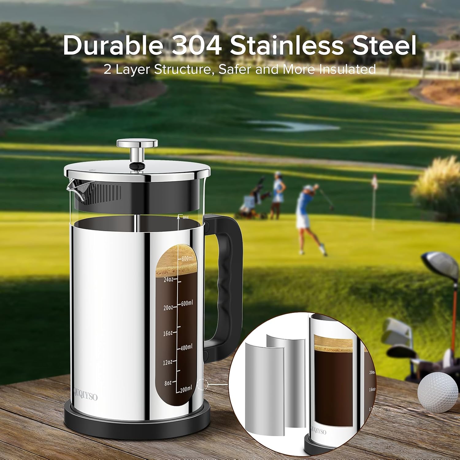 French Press Coffee Maker, 304 Stainless Steel Cold Brew Coffee Maker with 4 Filter, Heat Resistant Borosilicate Glass, Easy to Clean, BPA Free Iced Coffee Maker Rust-Free Coffee Press, 34ounce,Silver - Blissbrew