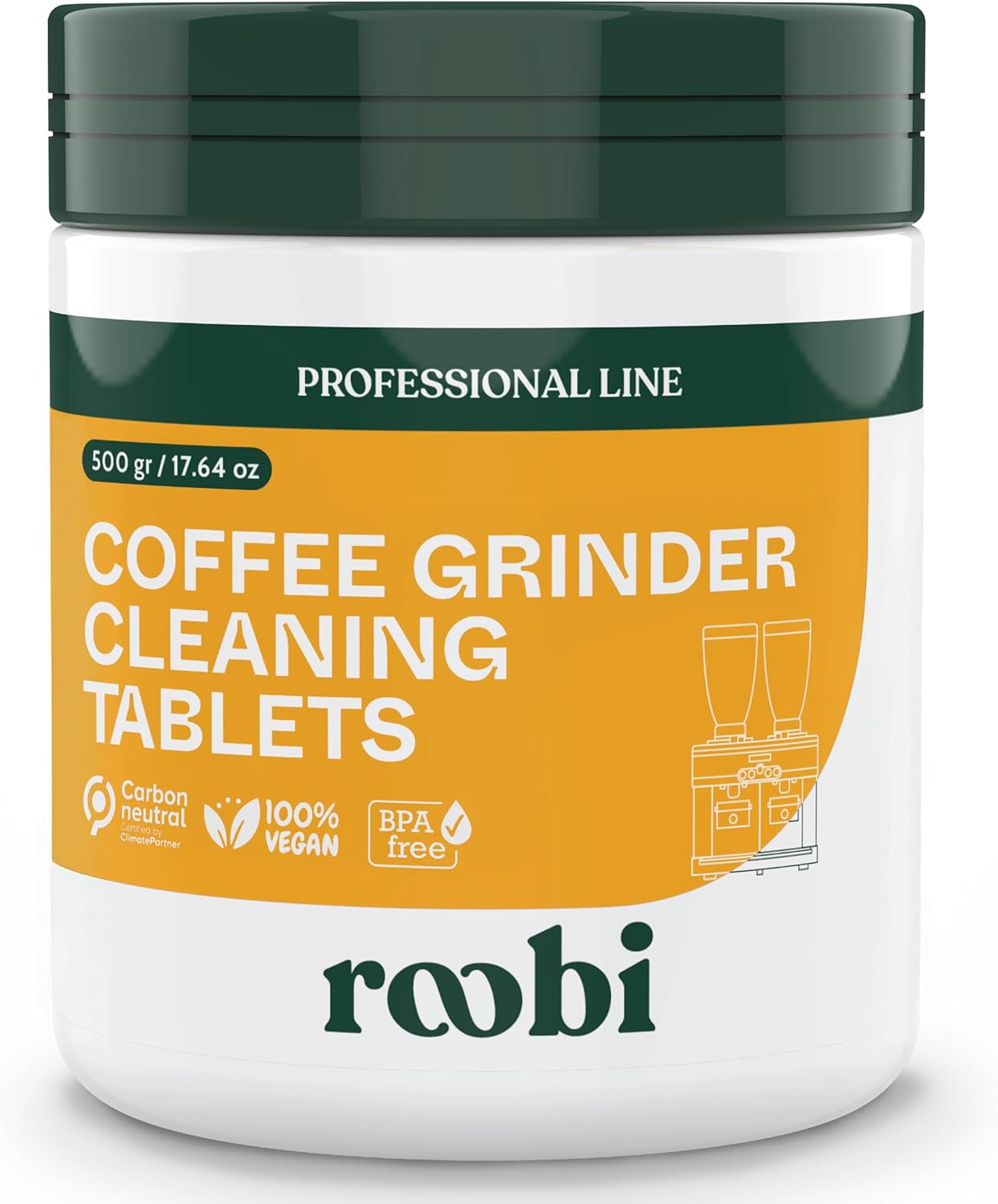 Roobi Professional Coffee Grinder Cleaning Tablets. Carbon Neutral Coffee Grinder Cleaner. Up to 14 cleans, 500gr. - Blissbrew