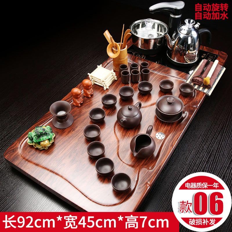 WW P09L2115206 全自动 Kungfu Tea Set Automatic Teapot Set 茶盘 Chinese Gongfu Tea Set Gift Box 茶具套装家用陶瓷功夫茶具智能电磁炉茶台茶道 Solid wood Chinese Teaset 实木整套