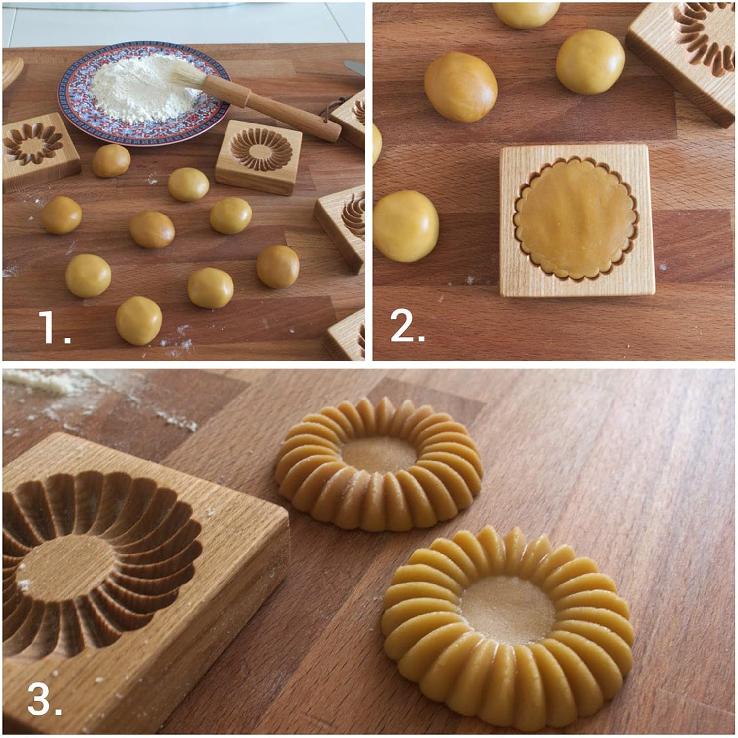 Wooden Cookie Biscuit Mold, 3D Baking Mold, Embossing Craft Decorating Baking Tool, Suitable for Halloween Thanksgiving Christmas Kitchen DIY (Shape D 10 * 10 * 2)