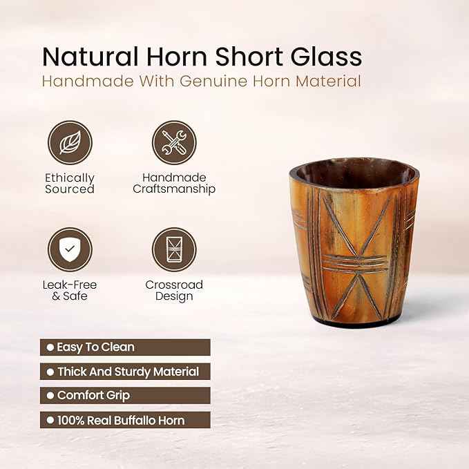 Handicrafts Home Viking Horn Shot Glasses Set of 4, Handmade Natural Ox Horn, Rustic Viking Drinkware Whiskey Shot Cups, Father’s Day Gifts, Medieval Decor Gift Set for Men & Groomsmen, Birthday Gifts