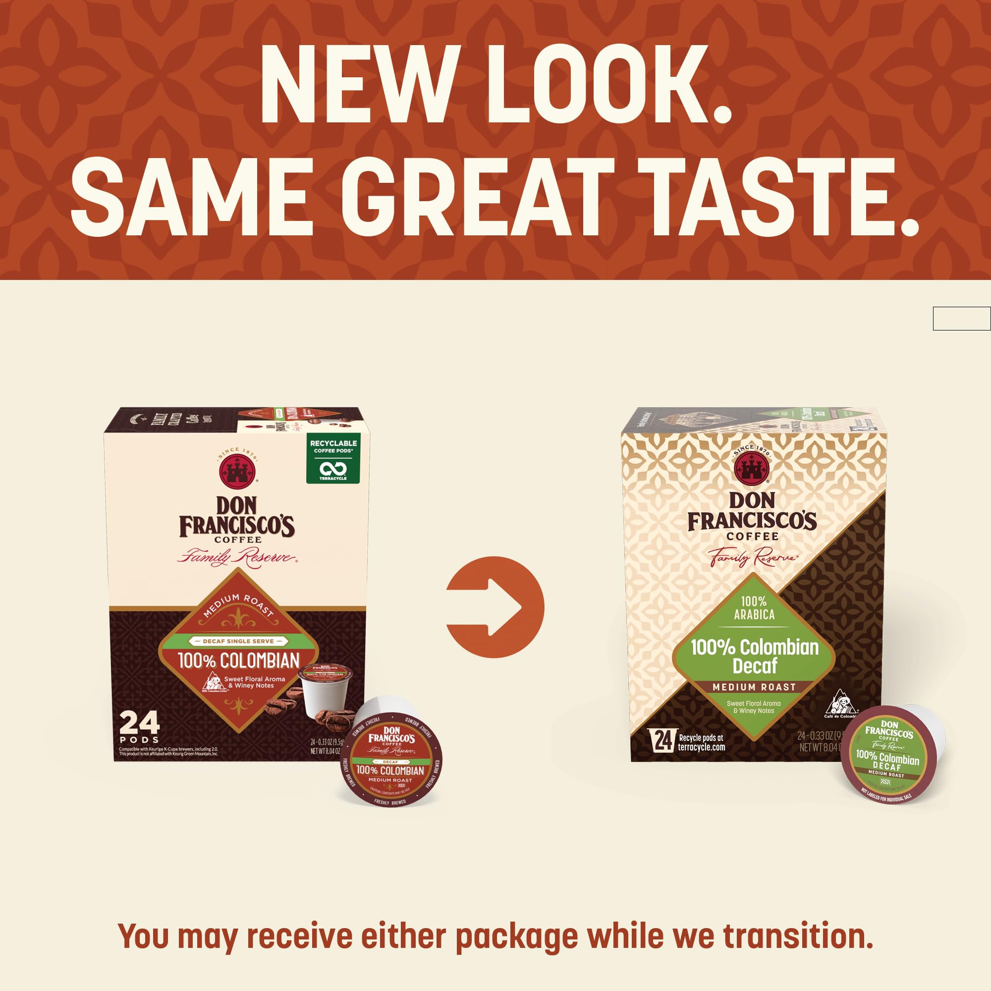 100% Colombian Decaf Coffee Pods (24 Count)
