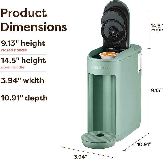 Keurig K-Mini Mate Single Serve K-Cup Pod Coffee Maker, Brews Up to 12 oz Cup, Compact Portable Coffee Machine for Small Spaces, Great for Dorms & Offices, Glamping Green