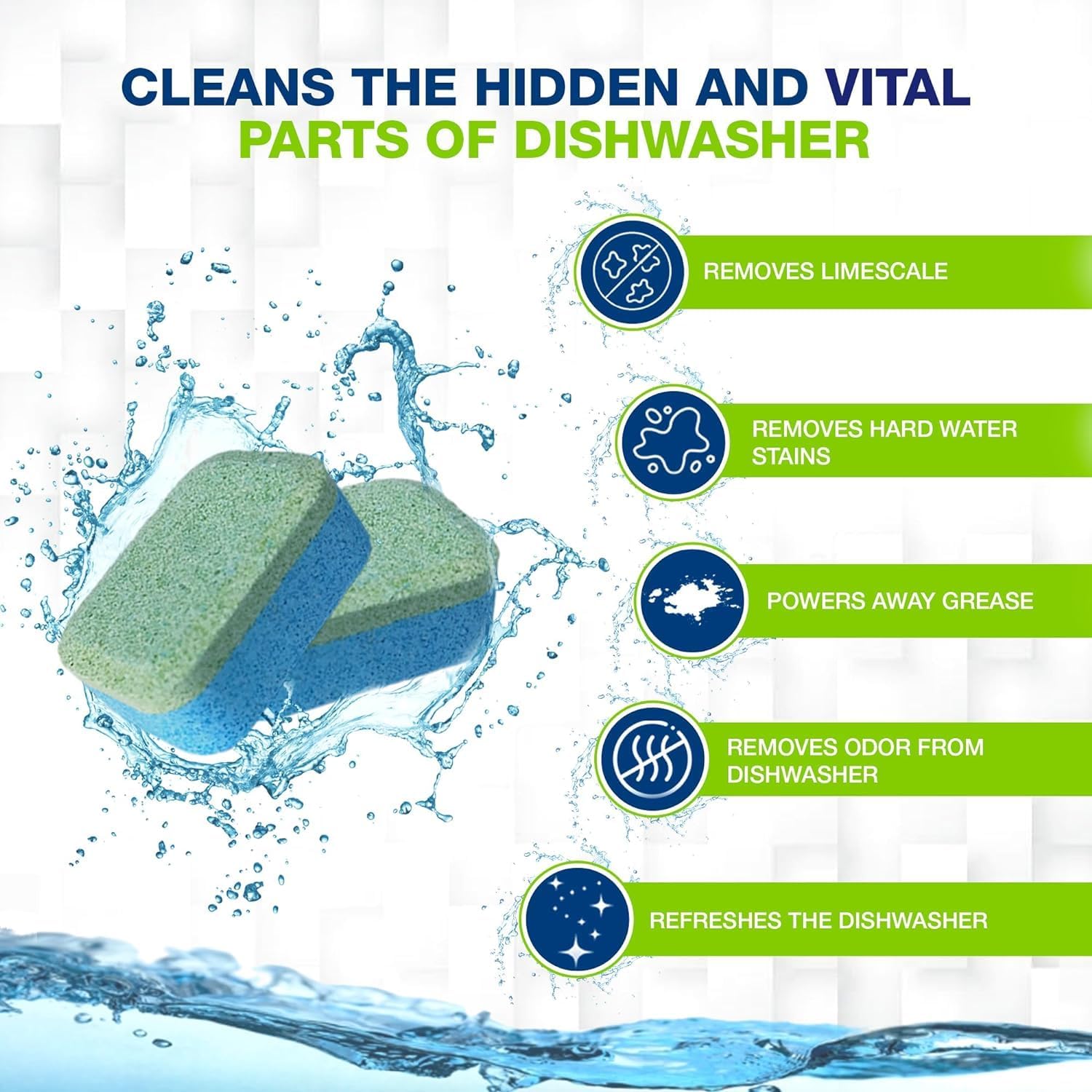 True Fresh Dishwasher Cleaner & Deodorizer Tablets 18-Pack, 20g Each - Powerful Limescale & Odor Removal - Deep Clean for Sparkling Dishwashers - Safe, Effective, and Compatible with All Models - Blissbrew