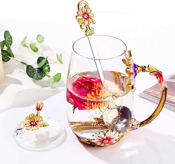 Luka Tech Friendship Gifts For Women,Friend Gifts For Women, Lovely Flower Tea Cup Coffee Mug Birthday Gifts For BFF, Female, Corworker, Bestie