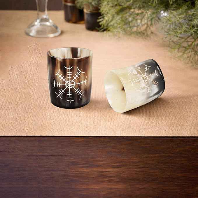 Handicrafts Home Viking Horn Shot Glasses Set of 12, Rustic Viking Drinkware Whiskey Shot Cups, Medieval Decor Gift Set for Groomsmen, Birthday Gifts for Men, Gifts for Dad, Room Decor for Men