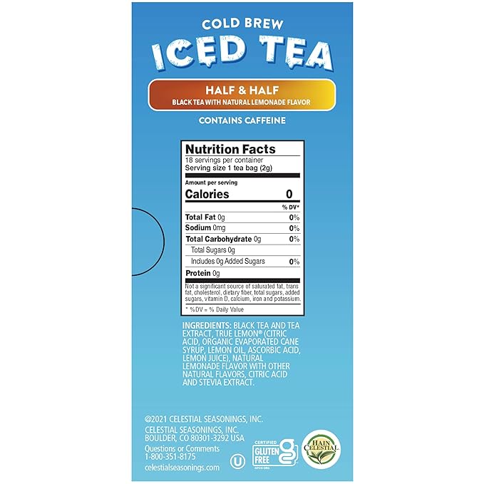 Celestial Seasonings Cold Brew Half & Half Iced Tea Bags 18 Tea Bags