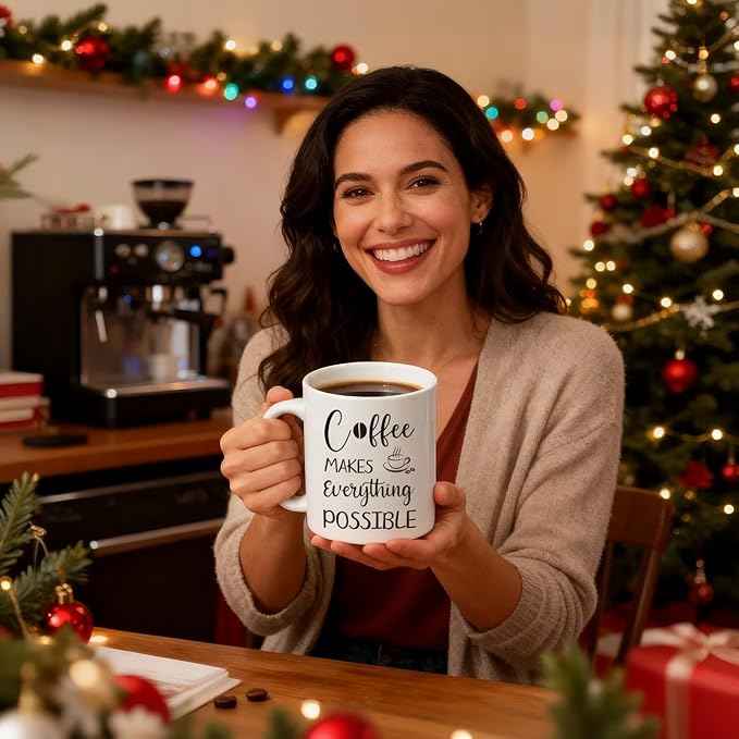 Ithmahco Coffee Lover Gifts for Women Men - Includes Mug Spoon Rest Holder Candle Socks Sticky Notes Set, Coffee Gift Basket for Birthday Galentines Valentines Day Christmas Thanksgiving Gift Ideas