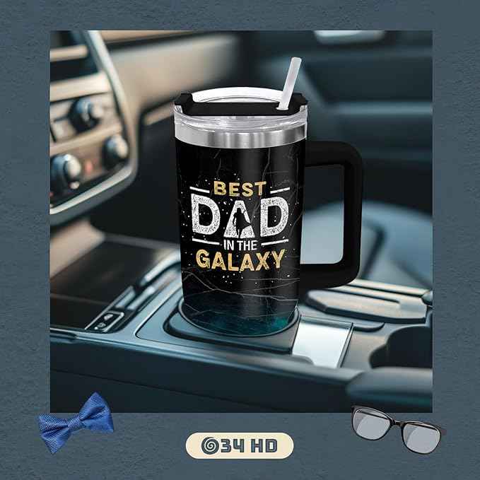34HD Father Day Gifts, Dadalorian Tumbler Set of 2 Stainless Steel, Best Dad In The Galaxy Mug, Star Dad Gifts, Birthday Gifts for Men