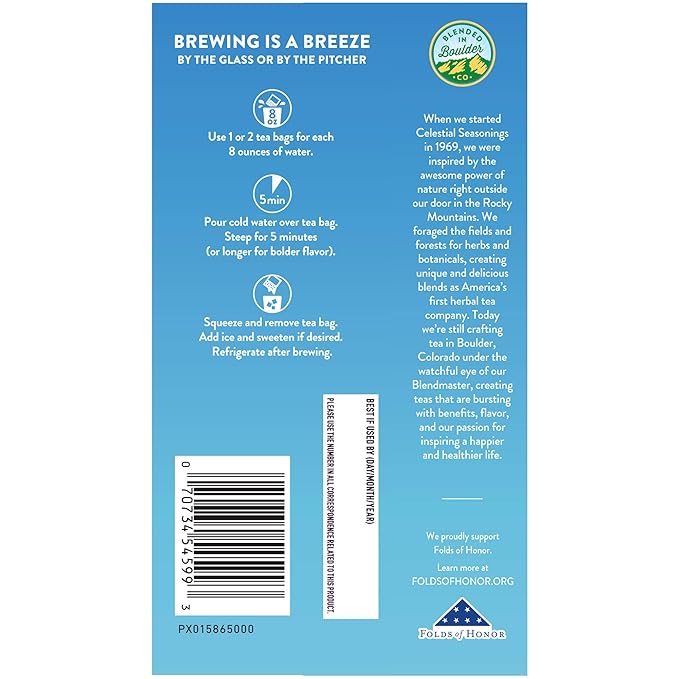 Celestial Seasonings Cold Brew Half & Half Iced Tea Bags 18 Tea Bags