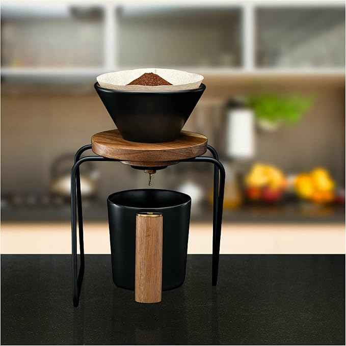 ChefWave Coffee Enthusiast Bundle Set - Single Serve Pour Over Coffee Maker Set w/Coffee Mug, Compatible with No. 2 Filter, V60 Dripper, BPA free, 2 Way Drip Coffee Maker (2 Items)