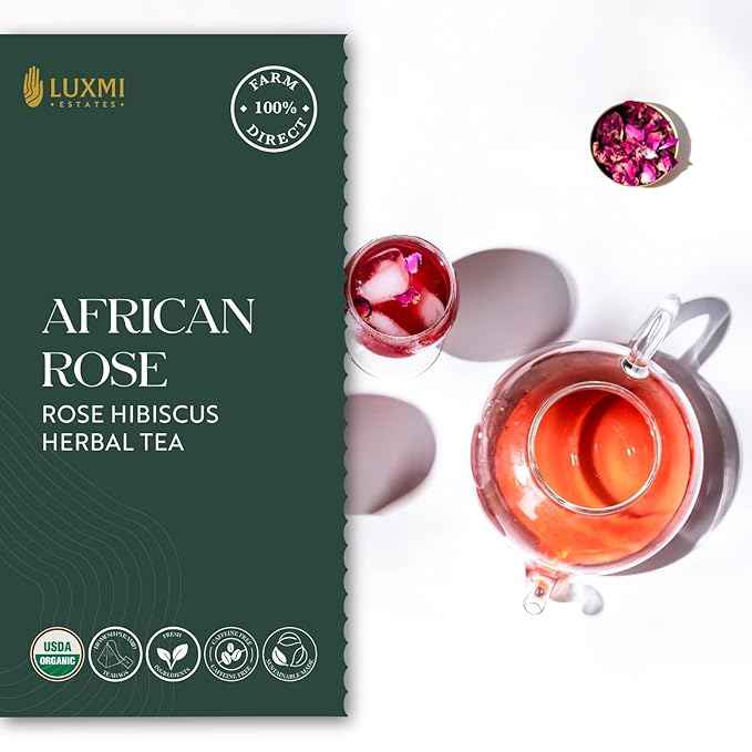 Luxmi Estates - Tea Set - Energy and Balance - 4 Packs with Organic Green, Jasmine, Ashwagandha and Hibiscus Rose Tea