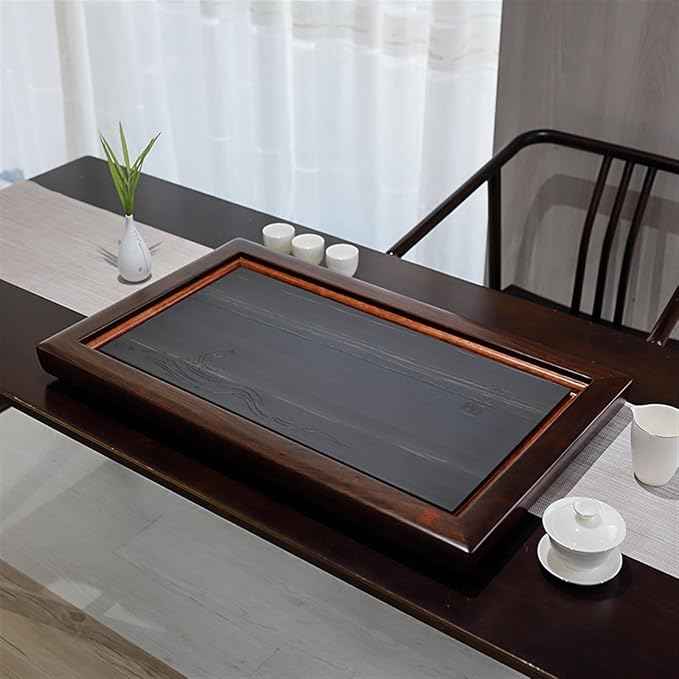 Tea Set Natural Green Sandalwood Stone Tea Tray Ebony Solid Wood With Household 75cm Rectangular Office Living Room Tea Tray Table Chinese Tea Set