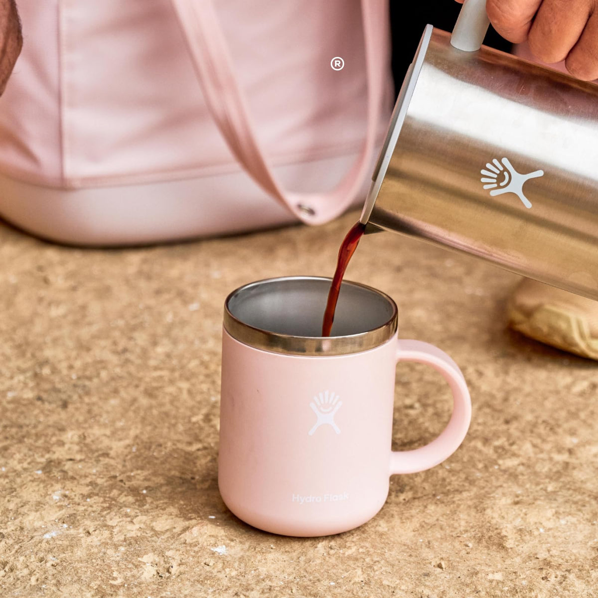 Double-wall insulated coffee mug in a green finish