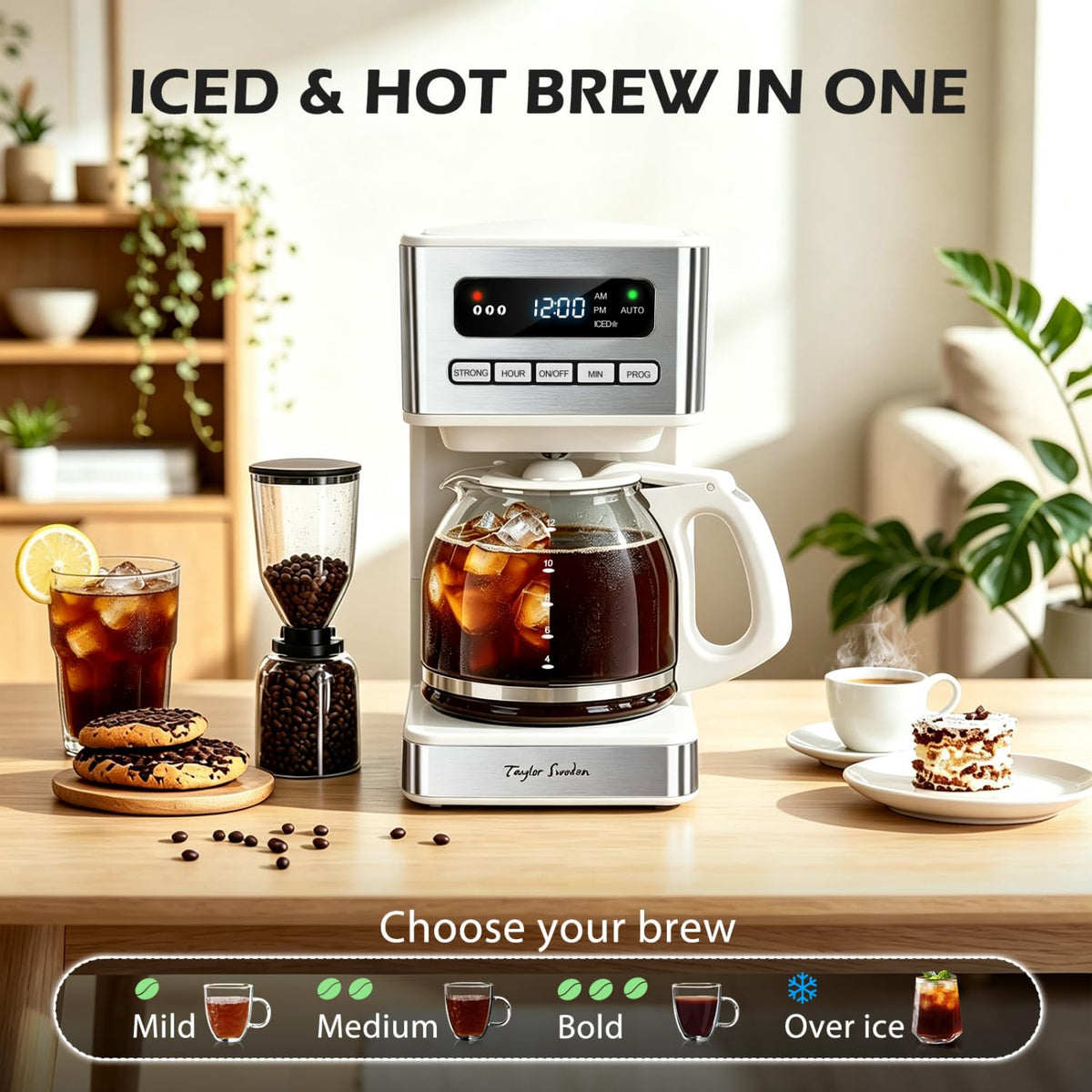 Coffee maker with large LED display