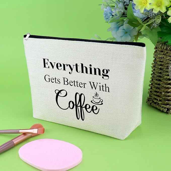 Funny Coffee Gifts for Women Makeup Bag Coffee Lovers Gifts for Coffee Drinker Gift for Friend Friendship Coffee Barista Gifts Cosmetic Bag Christmas Birthday Gifts Novelty Coffee Gifts Cosmetic Pouch