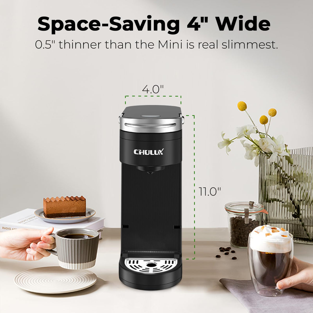 Black plastic coffee maker with auto shut-off