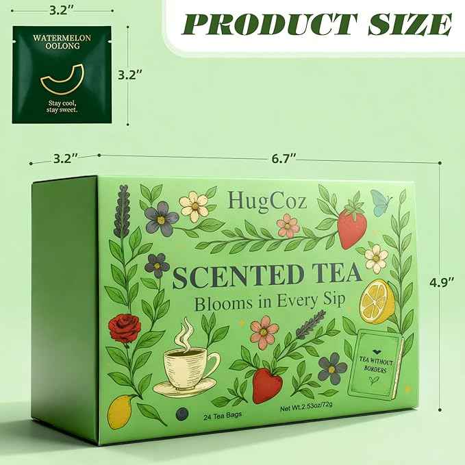 HugCoz Tea Gift Set | 24 Assorted Tea Bags | Christmas Day & Corporate Gifting Option | 12 Exotic Herbal Blends with Premium Whole Leaf in Eco-Friendly Pyramid Bags