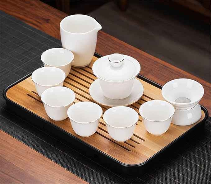 White Jade Porcelain Gongfu Tea Set, Gaiwan with Teacups-suit20