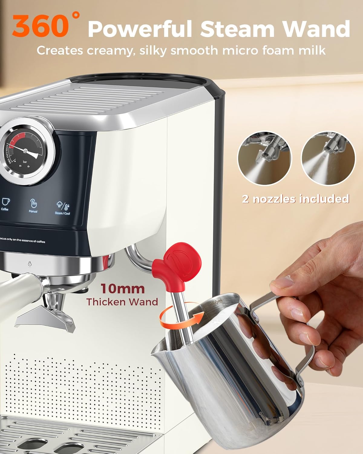 Tuni E2 𝑬𝒔𝒑𝒓𝒆𝒔𝒔𝒐 𝑴𝒂𝒄𝒉𝒊𝒏𝒆 with G1 𝑪𝒐𝒏𝒊𝒄𝒂𝒍 𝑪𝒐𝒇𝒇𝒆𝒆 𝑮𝒓𝒊𝒏𝒅𝒆𝒓 Combo Set, 20Bar 58mm Dual Boiler Coffee Maker, 48 Grinding Settings Burr Mill - Blissbrew