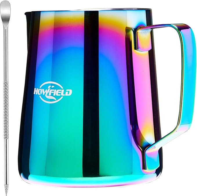 Stainless Steel Milk Frothing Pitcher - Milk Frothing Jug for Cappuccino, Barista Milk Frothing Pitcher Parent (coloured, 12OZ)