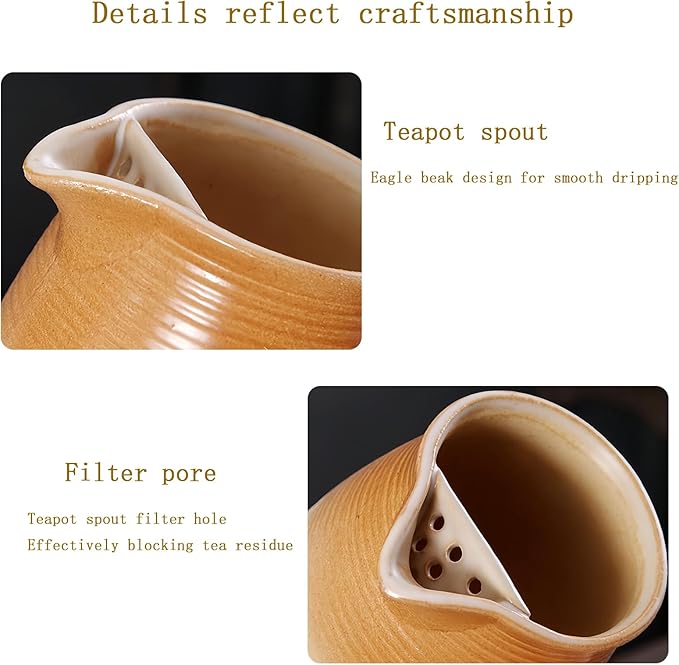 Stove Teapot Kettle， Chinese Ceramic Pottery Teapot For Cooking,The Stove Teapot For Coffee，Charcoal Grill Stove BBQ， Loose Leaf Tea, Milk, And Tea Bag(600ML）