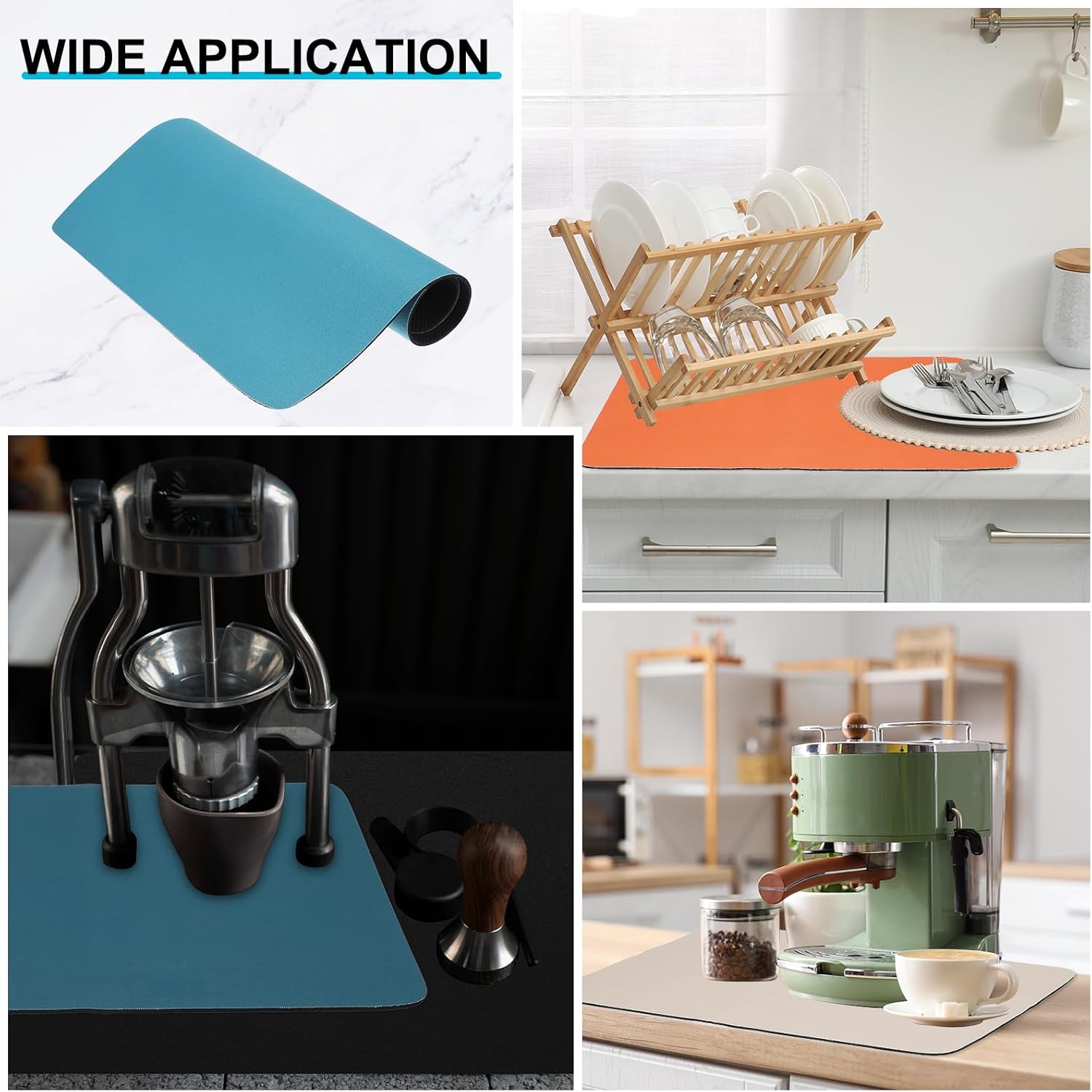 uxcell Silicone Mats for Kitchen Counter, 23.6" x 15.7" Non-Slip Countertop Protector Mat Heat Resistant Coffee Mat Waterproof Table Placemat, Navy Blue