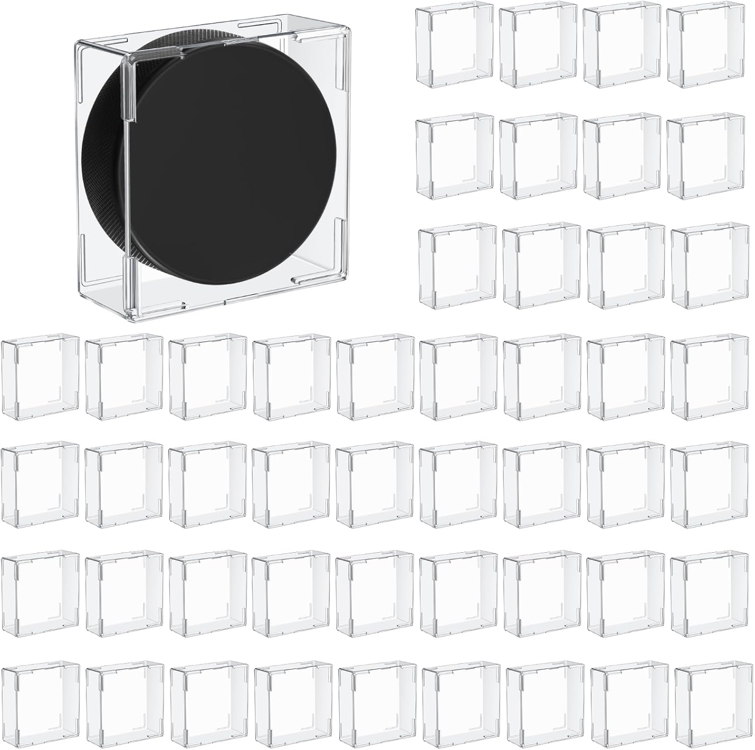 Marsui Hockey Puck Display Case Cube Acrylic Square Hockey Puck Holder Snap Design Plastic Holder for Displaying, Clear, 3.13 x 3.13 x 1.3 Inches