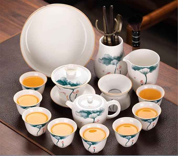 White Jade Porcelain Gongfu Tea Set, Gaiwan with Teacups-suit7
