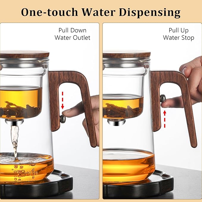 Enchant Tea Pot - 800 ml/27.1 oz Magic Witchcraft Enchanted Glass Teapot with Strainer, Wooden Handle, Magnetic Water Separation Design, for Loose Leaf, Flower & Herbal Teas