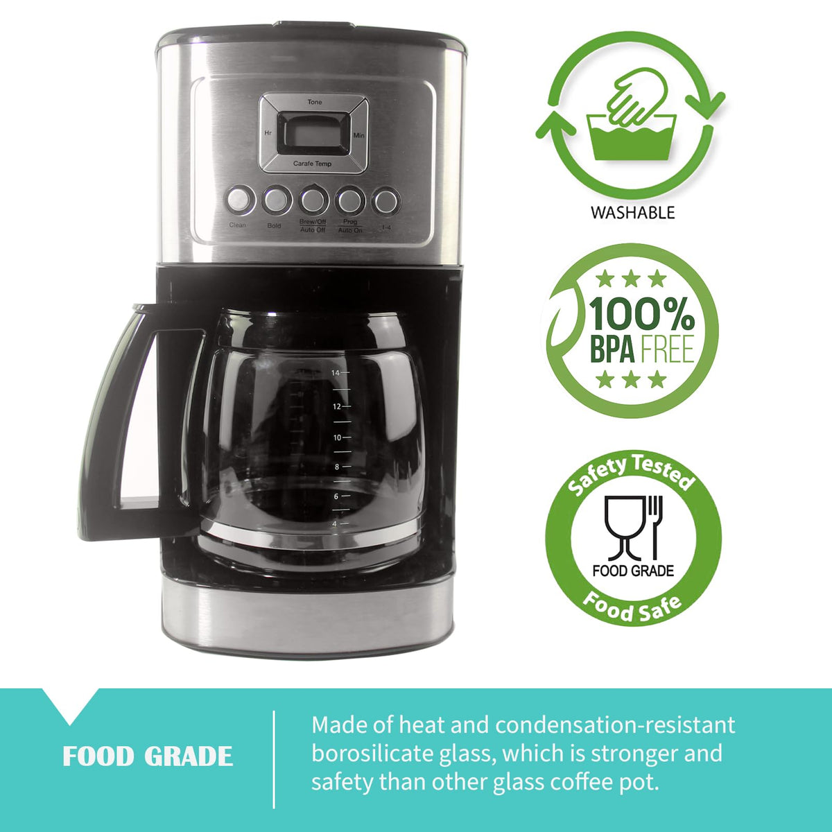 Glass carafe with detachable lid for cleaning