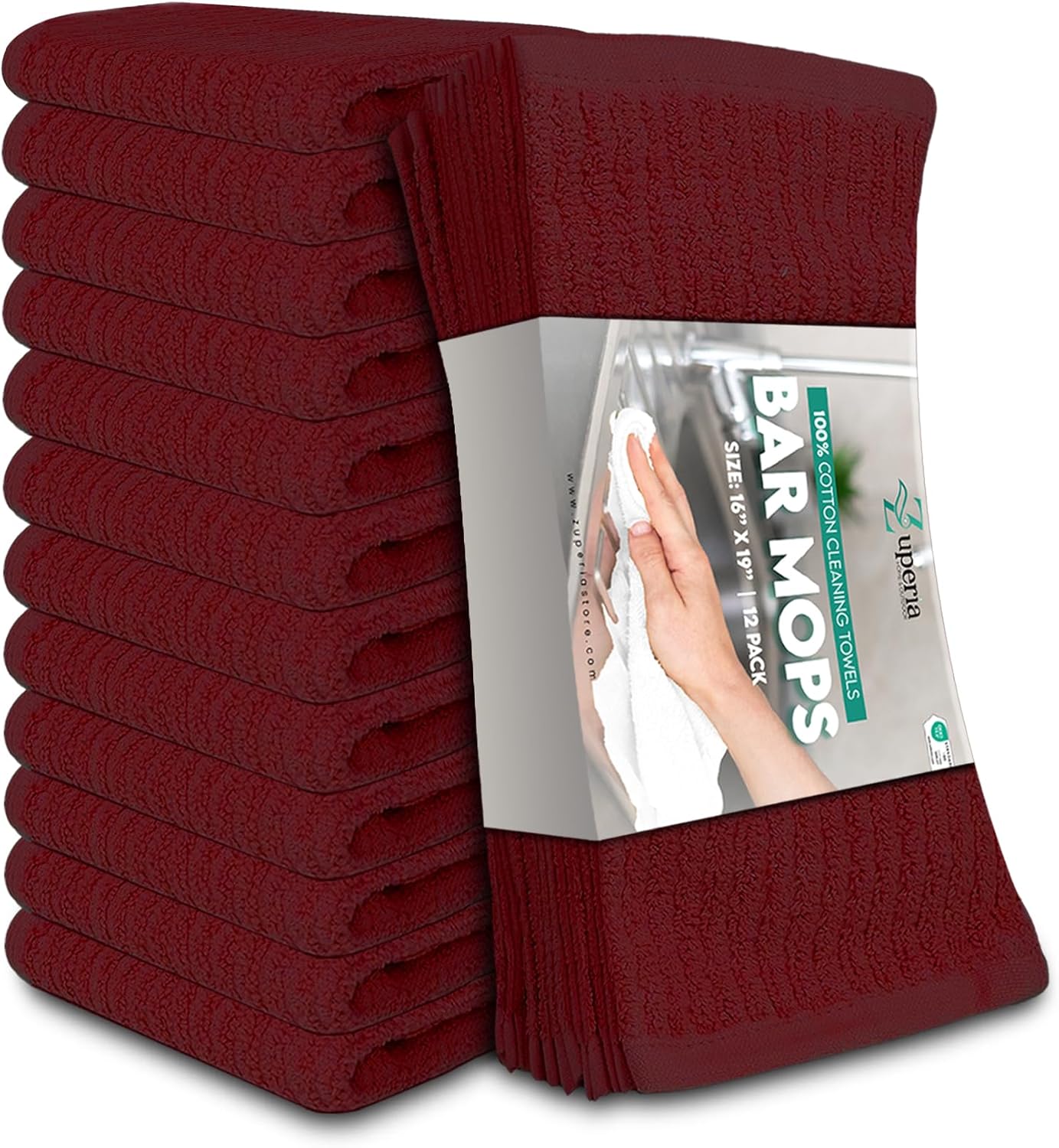 ZUPERIA Bar Mop Kitchen Towels - Pack of 12 (16