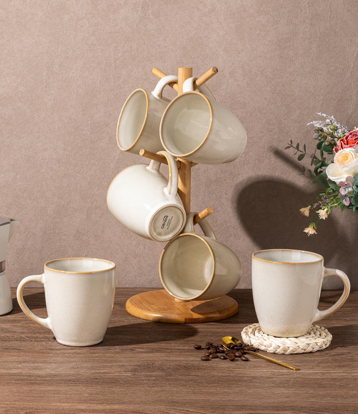 Classic style 12 oz stoneware mugs, pack of 4