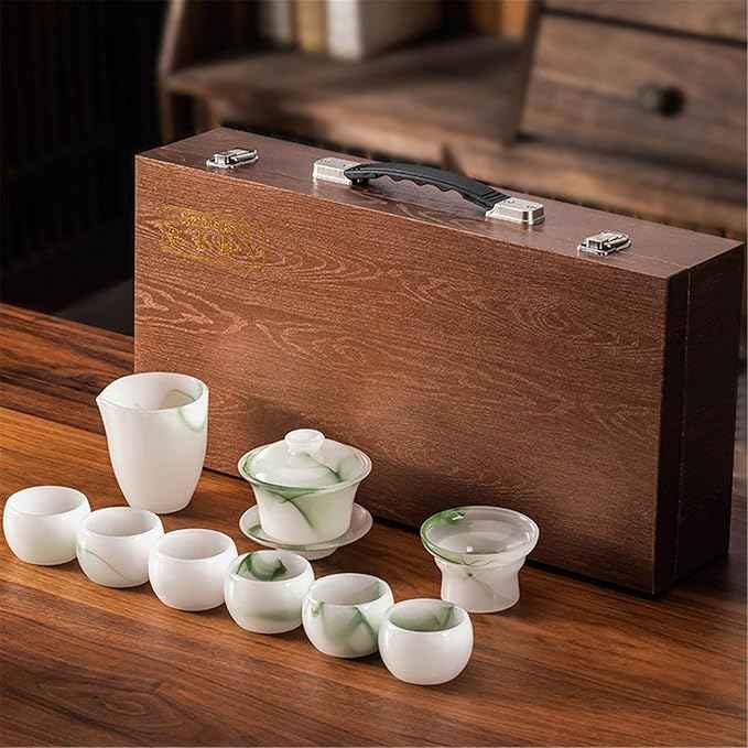 Glass Tea Gift Set, White Jade Gaiwan and Teacups-suit7